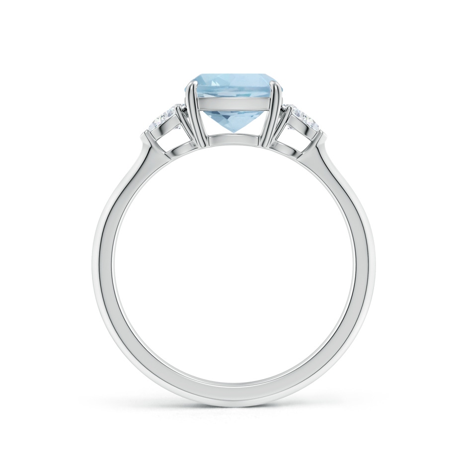 7mm AA Cushion Aquamarine and Pear Diamond Three Stone Engagement Ring in 10K White Gold side 199