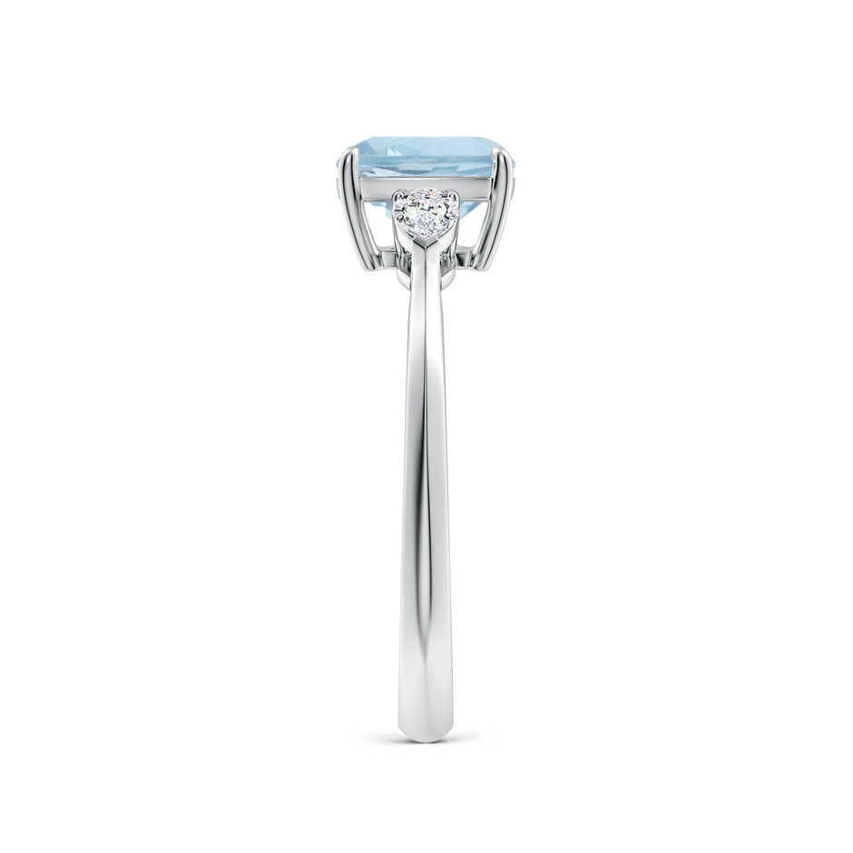 7mm AA Cushion Aquamarine and Pear Diamond Three Stone Engagement Ring in 10K White Gold side 299