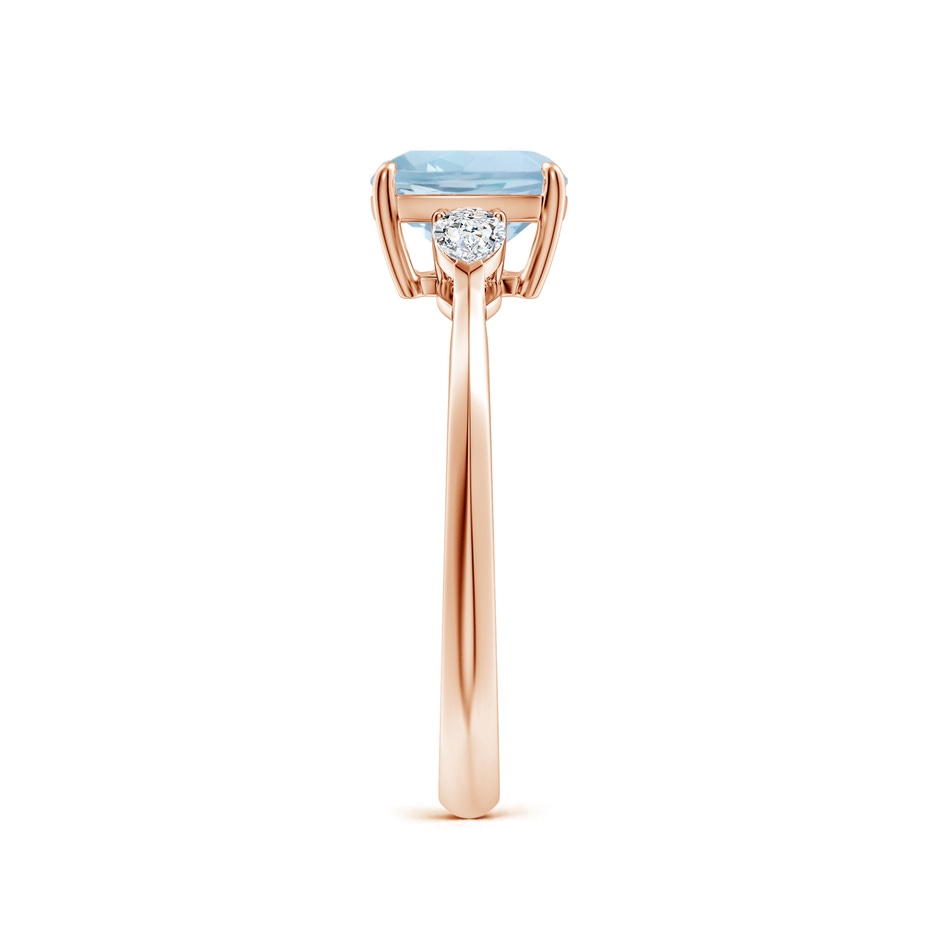 7mm AA Cushion Aquamarine and Pear Diamond Three Stone Engagement Ring in Rose Gold side 299