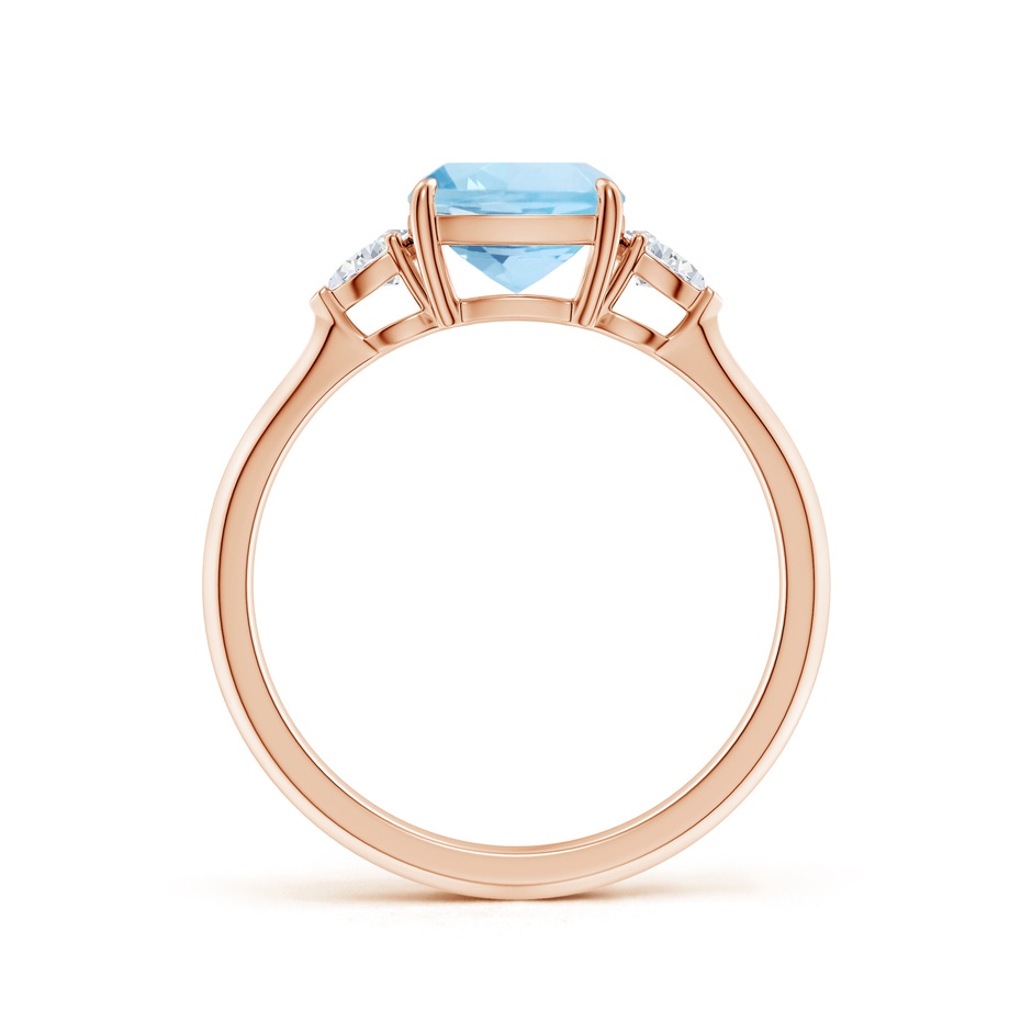 7mm AAA Cushion Aquamarine and Pear Diamond Three Stone Engagement Ring in Rose Gold side 199