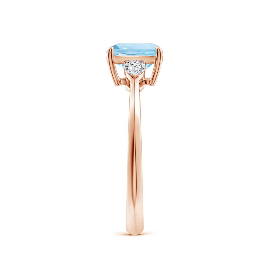 7mm AAA Cushion Aquamarine and Pear Diamond Three Stone Engagement Ring in Rose Gold side 299