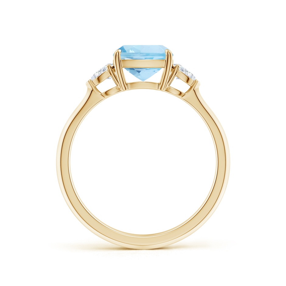 7mm AAA Cushion Aquamarine and Pear Diamond Three Stone Engagement Ring in Yellow Gold side 199