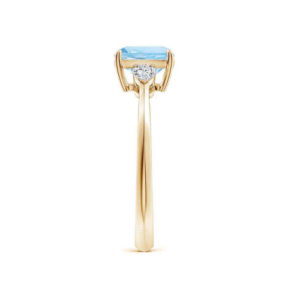 7mm AAA Cushion Aquamarine and Pear Diamond Three Stone Engagement Ring in Yellow Gold side 299