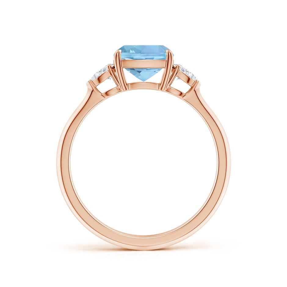 7mm AAAA Cushion Aquamarine and Pear Diamond Three Stone Engagement Ring in Rose Gold side 199