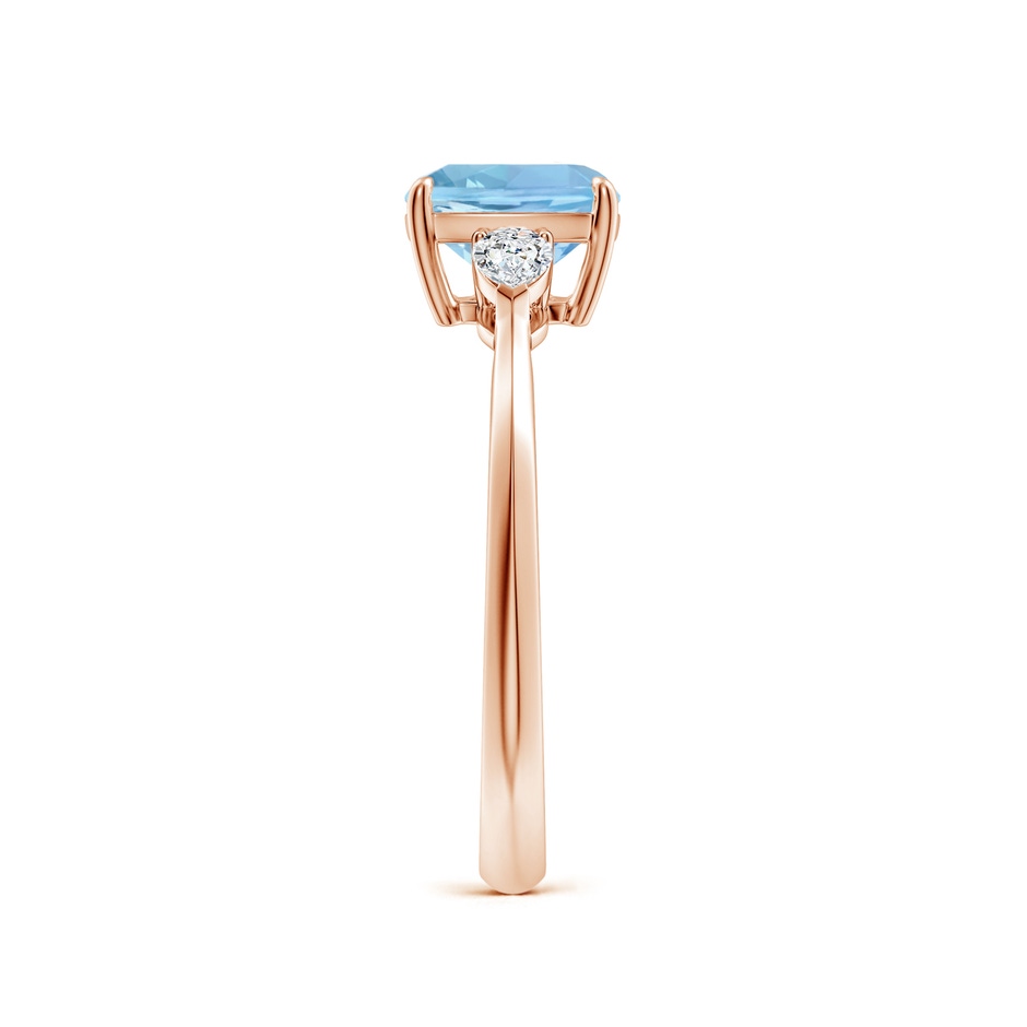 7mm AAAA Cushion Aquamarine and Pear Diamond Three Stone Engagement Ring in Rose Gold side 299