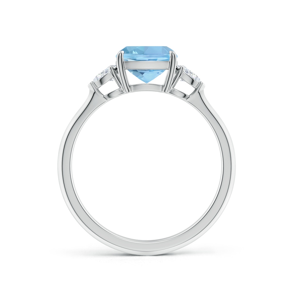 7mm AAAA Cushion Aquamarine and Pear Diamond Three Stone Engagement Ring in S999 Silver - side 199