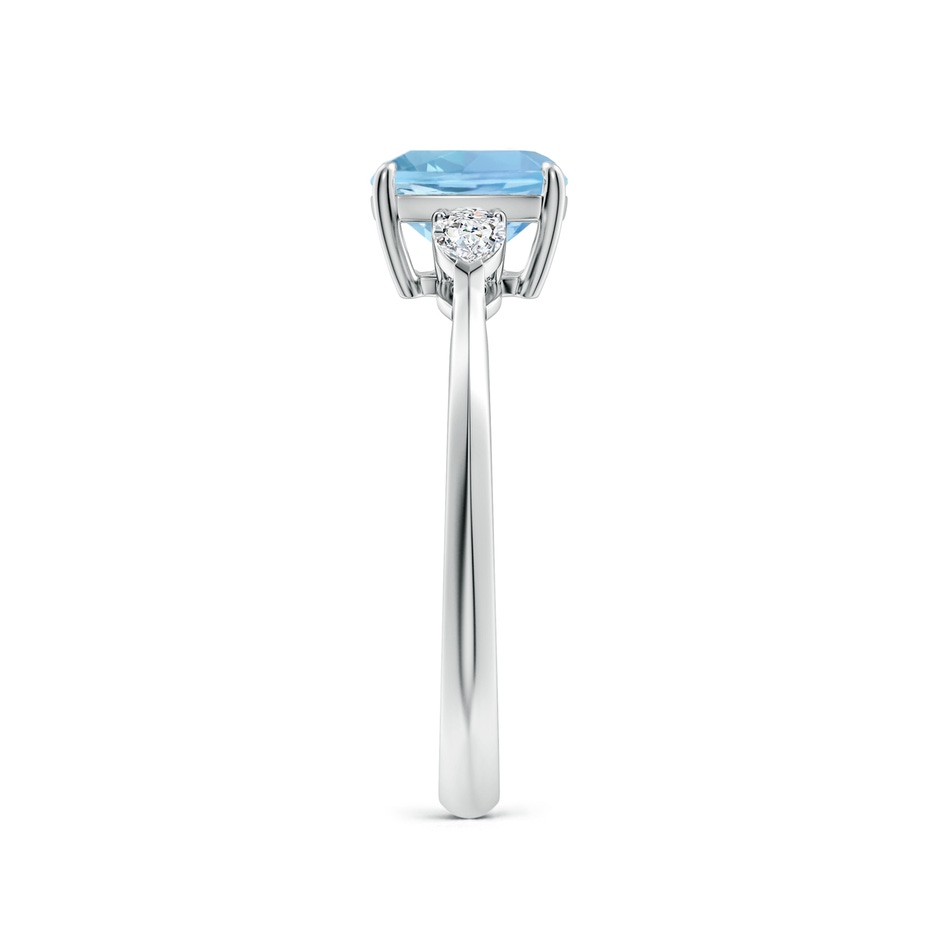 7mm AAAA Cushion Aquamarine and Pear Diamond Three Stone Engagement Ring in S999 Silver side 299