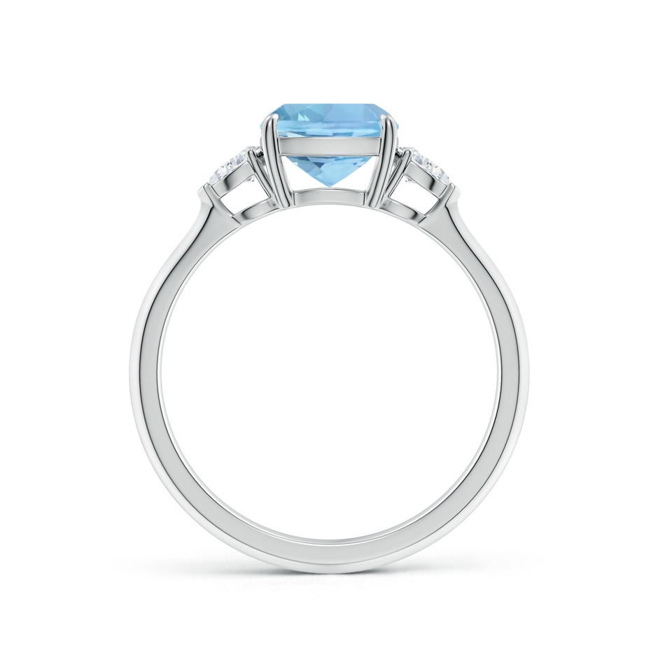 7mm AAAA Cushion Aquamarine and Pear Diamond Three Stone Engagement Ring in White Gold side 199