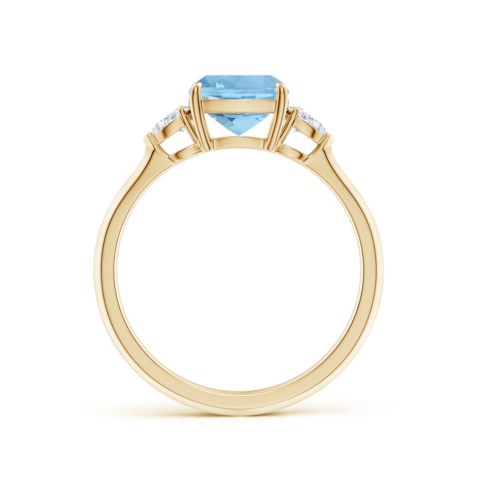 7mm AAAA Cushion Aquamarine and Pear Diamond Three Stone Engagement Ring in Yellow Gold side 199