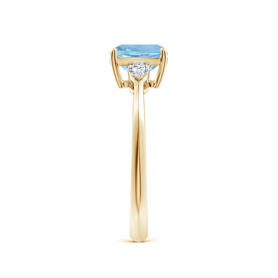 7mm AAAA Cushion Aquamarine and Pear Diamond Three Stone Engagement Ring in Yellow Gold side 299