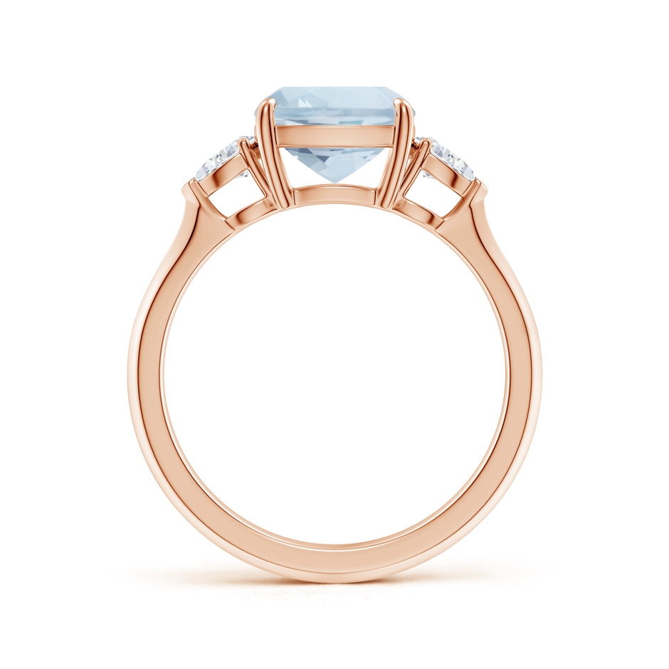 8mm A Cushion Aquamarine and Pear Diamond Three Stone Engagement Ring in Rose Gold side 199