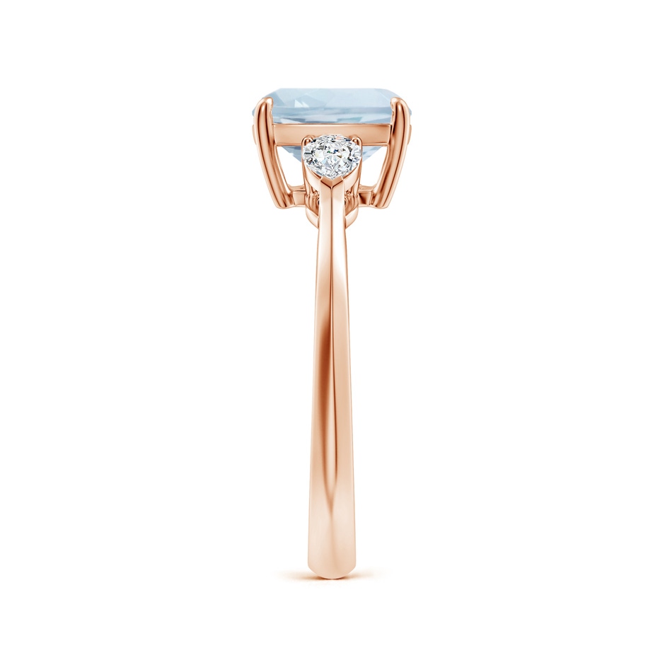 8mm A Cushion Aquamarine and Pear Diamond Three Stone Engagement Ring in Rose Gold side 299