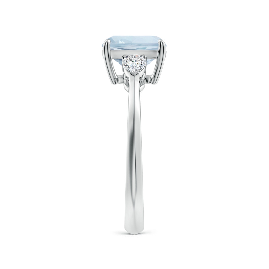 8mm A Cushion Aquamarine and Pear Diamond Three Stone Engagement Ring in White Gold side 299