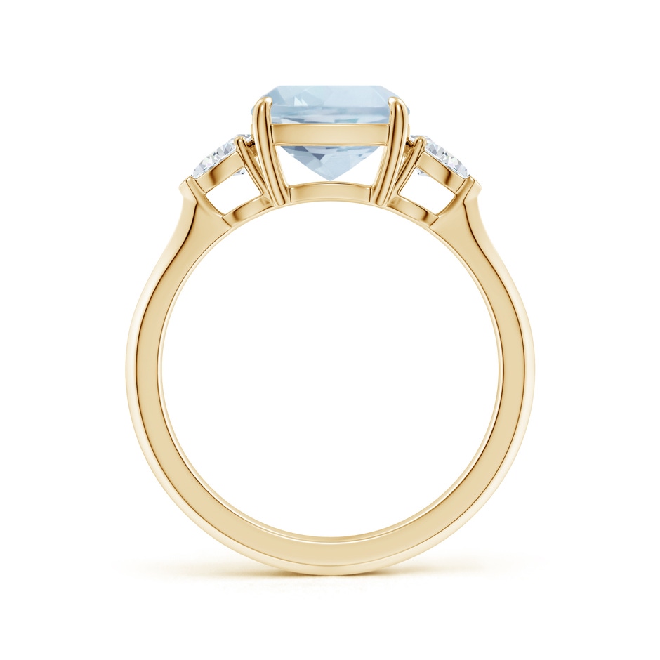 8mm A Cushion Aquamarine and Pear Diamond Three Stone Engagement Ring in Yellow Gold side 199