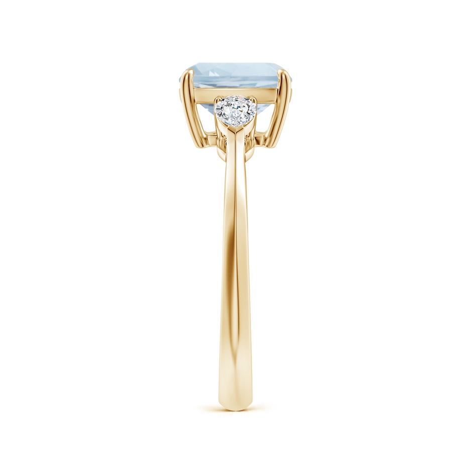 8mm A Cushion Aquamarine and Pear Diamond Three Stone Engagement Ring in Yellow Gold side 299