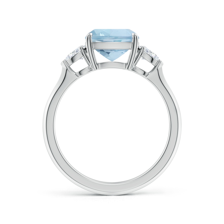 8mm AA Cushion Aquamarine and Pear Diamond Three Stone Engagement Ring in P950 Platinum side 199