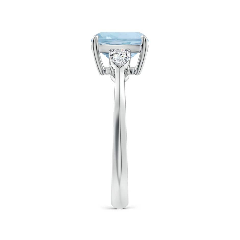 8mm AA Cushion Aquamarine and Pear Diamond Three Stone Engagement Ring in S999 Silver side 299