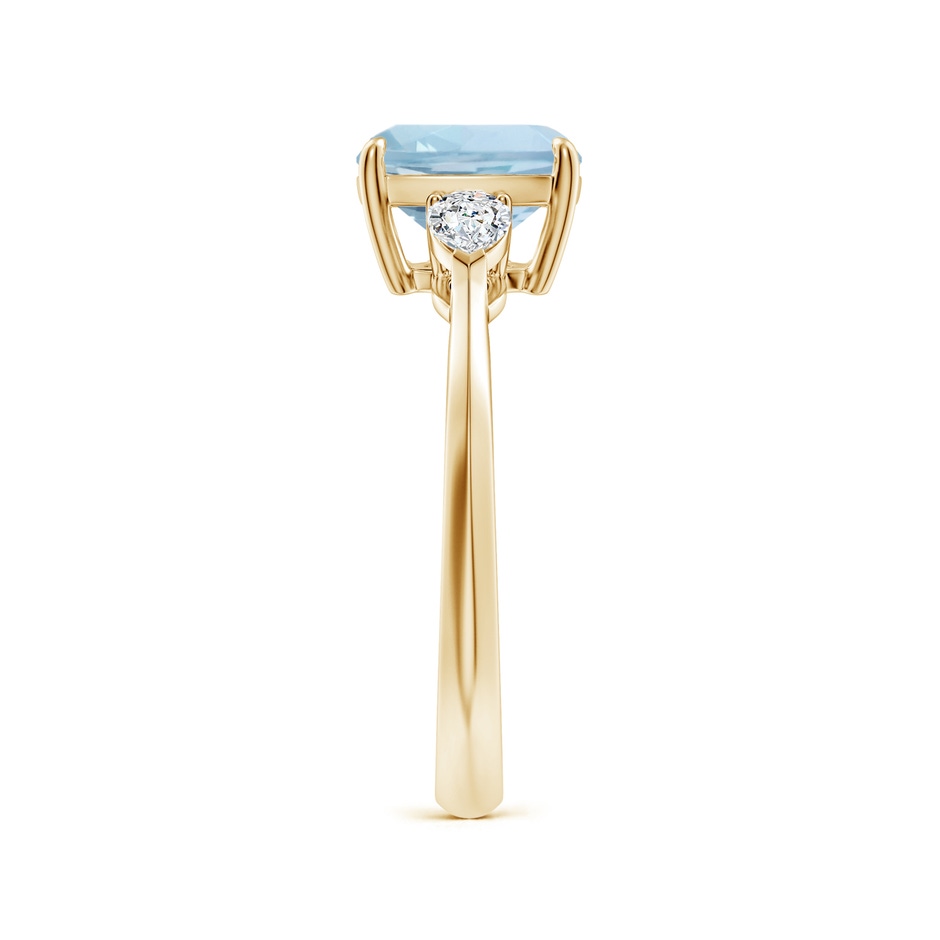 8mm AA Cushion Aquamarine and Pear Diamond Three Stone Engagement Ring in Yellow Gold side 299