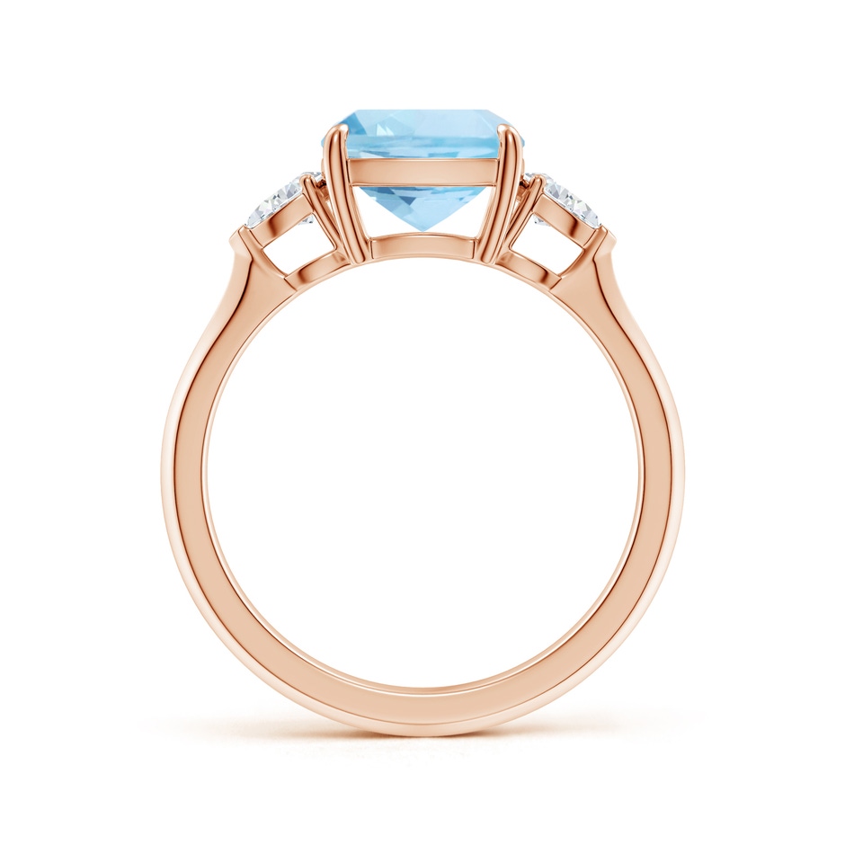 8mm AAA Cushion Aquamarine and Pear Diamond Three Stone Engagement Ring in Rose Gold side 199