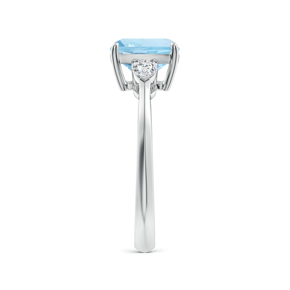 8mm AAA Cushion Aquamarine and Pear Diamond Three Stone Engagement Ring in White Gold side 299