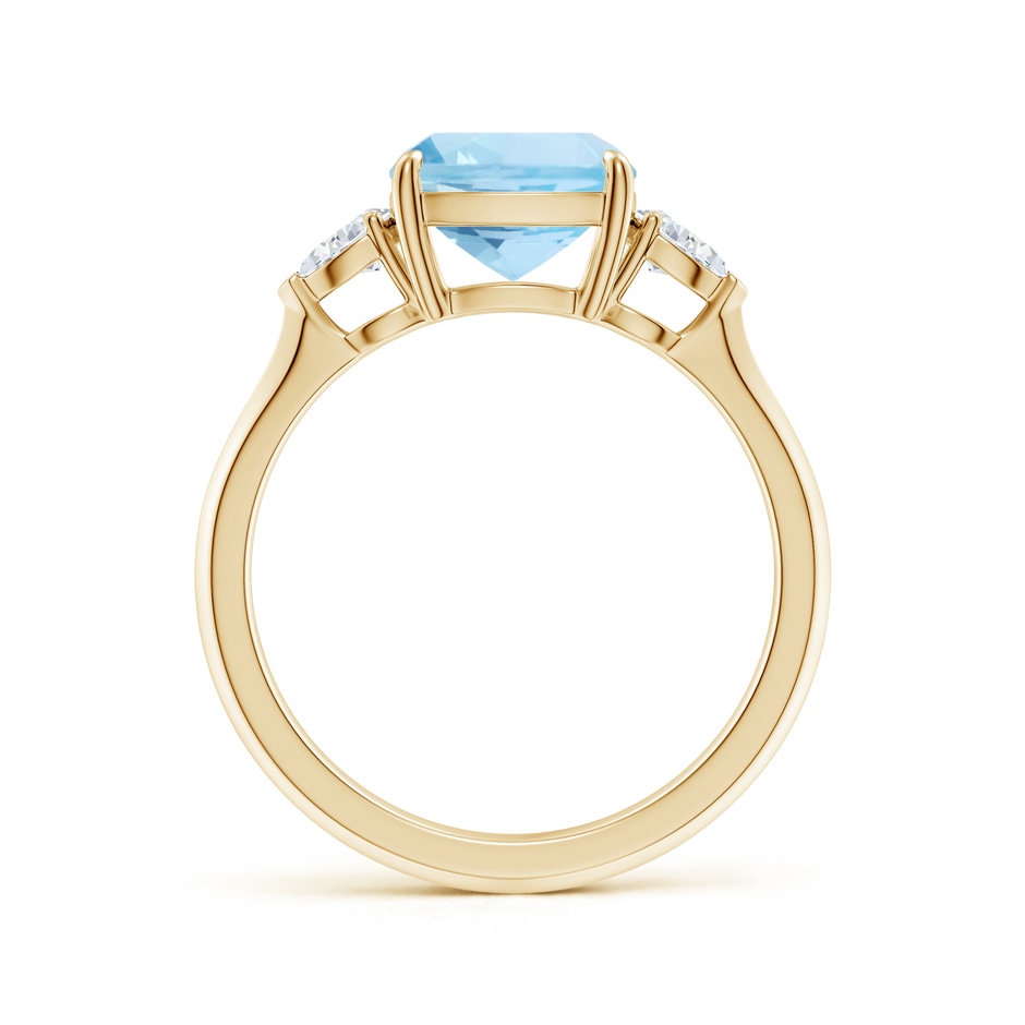 8mm AAA Cushion Aquamarine and Pear Diamond Three Stone Engagement Ring in Yellow Gold side 199