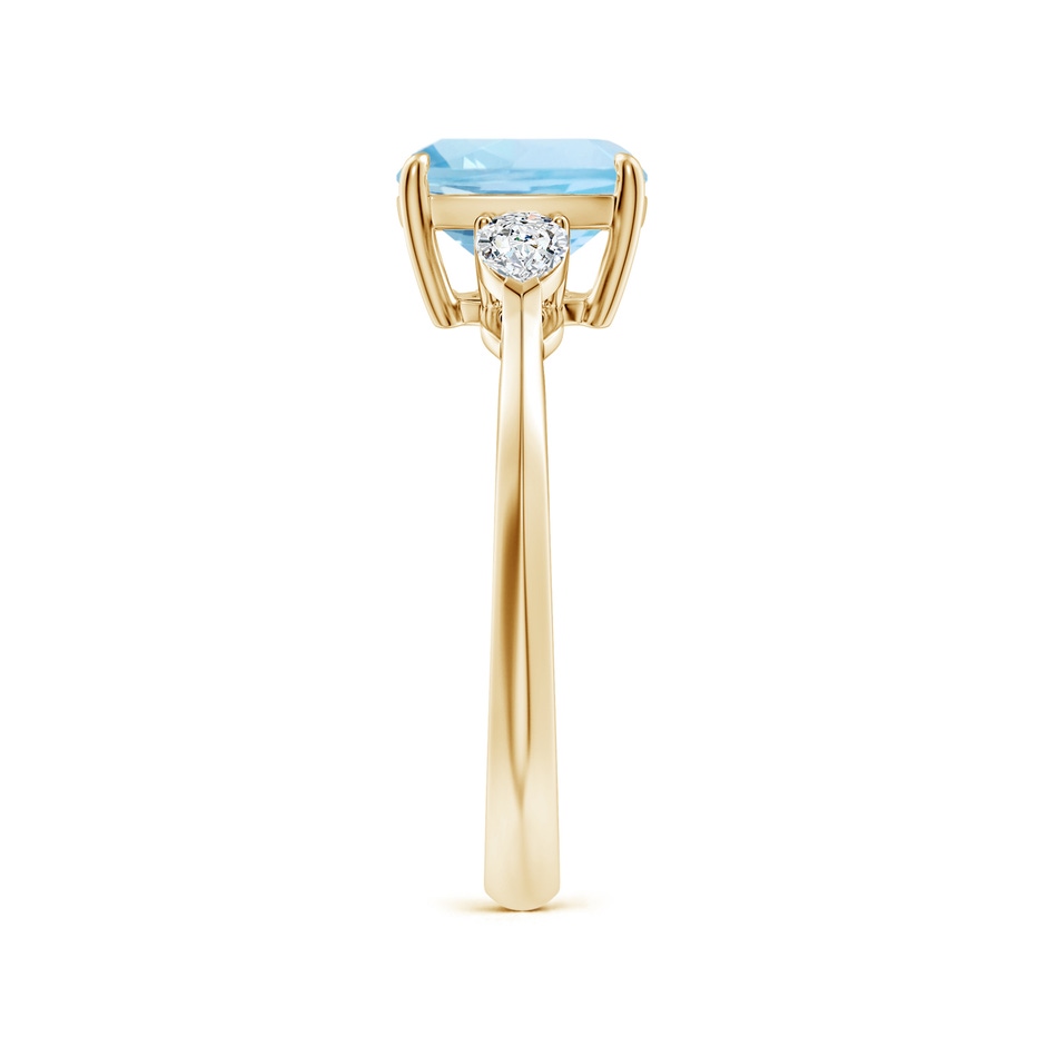 8mm AAA Cushion Aquamarine and Pear Diamond Three Stone Engagement Ring in Yellow Gold side 299