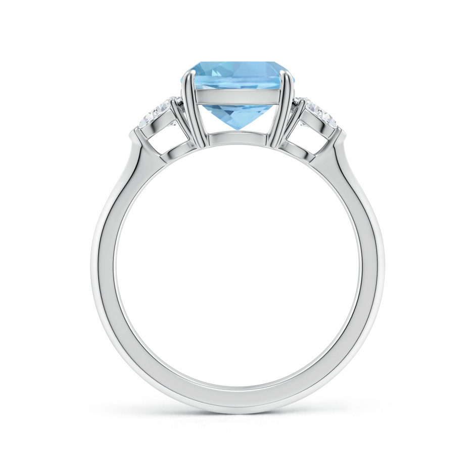 8mm AAAA Cushion Aquamarine and Pear Diamond Three Stone Engagement Ring in White Gold side 199