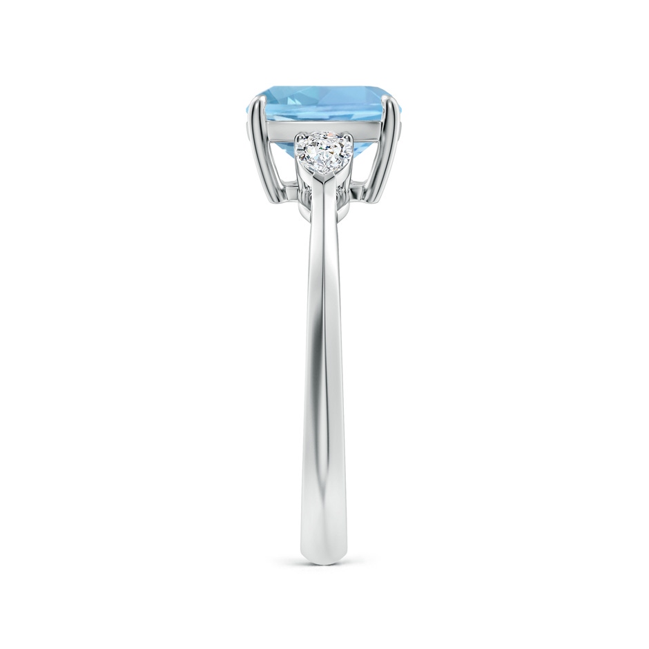8mm AAAA Cushion Aquamarine and Pear Diamond Three Stone Engagement Ring in White Gold side 299