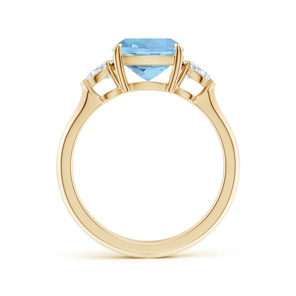 8mm AAAA Cushion Aquamarine and Pear Diamond Three Stone Engagement Ring in Yellow Gold side 199