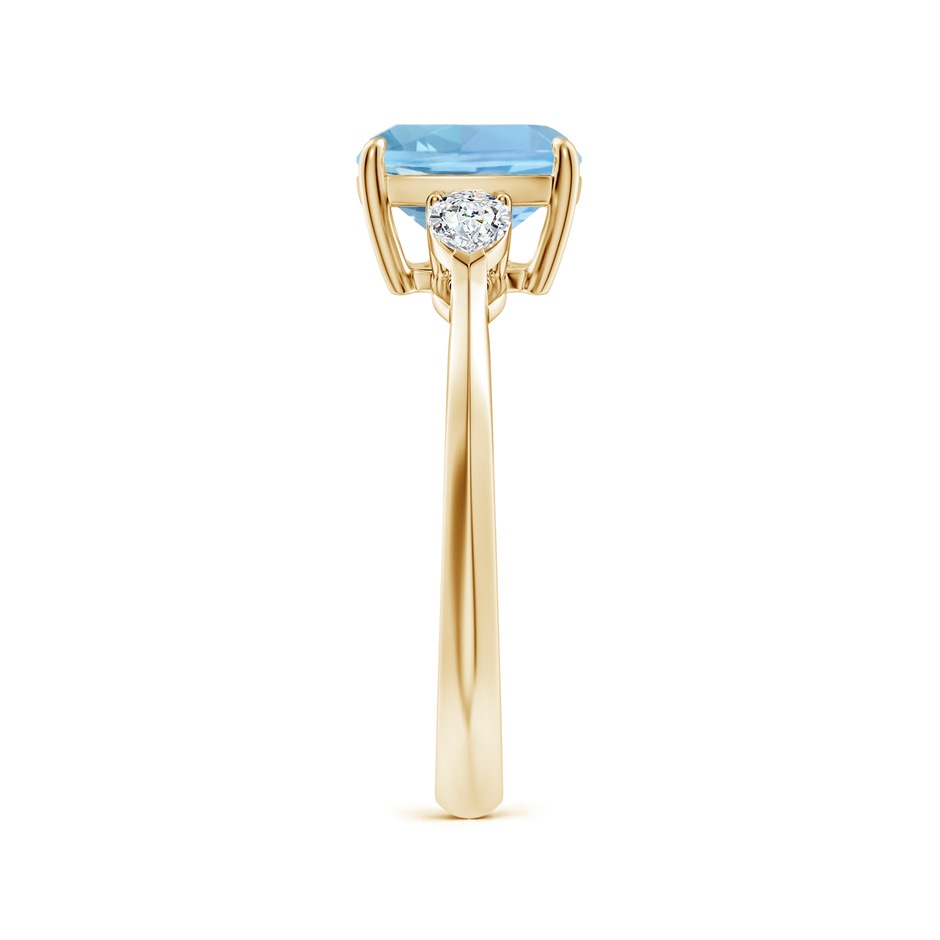 8mm AAAA Cushion Aquamarine and Pear Diamond Three Stone Engagement Ring in Yellow Gold side 299