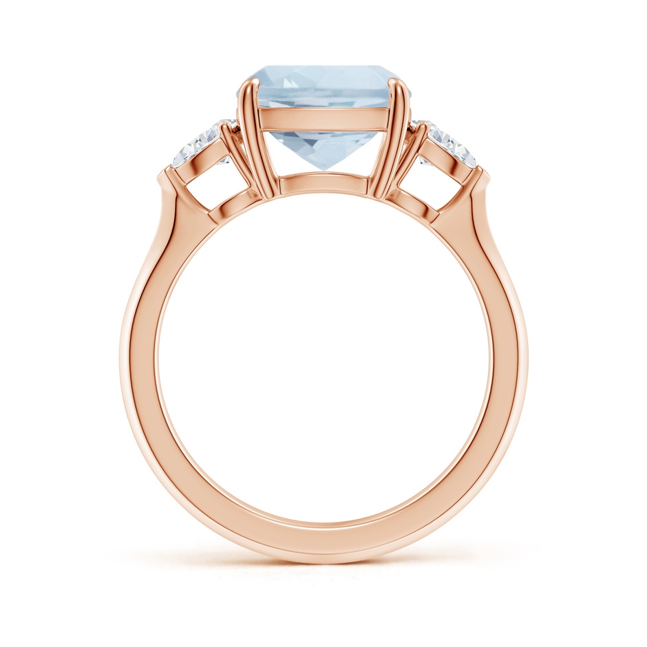 9mm A Cushion Aquamarine and Pear Diamond Three Stone Engagement Ring in Rose Gold side 199