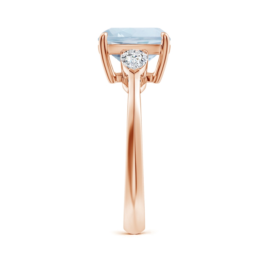 9mm A Cushion Aquamarine and Pear Diamond Three Stone Engagement Ring in Rose Gold side 299