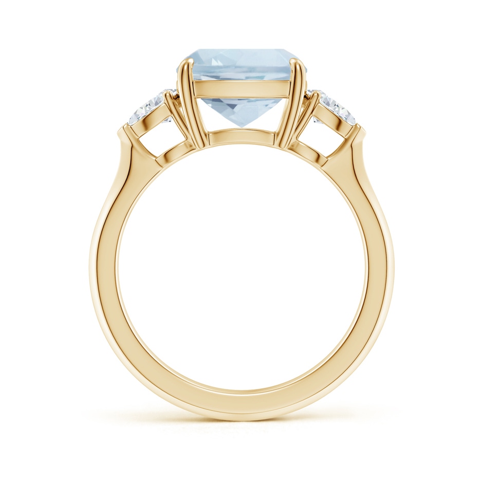 9mm A Cushion Aquamarine and Pear Diamond Three Stone Engagement Ring in Yellow Gold side 199