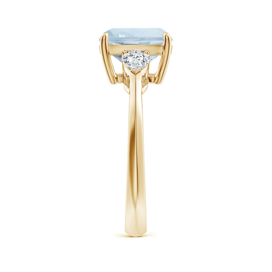 9mm A Cushion Aquamarine and Pear Diamond Three Stone Engagement Ring in Yellow Gold side 299
