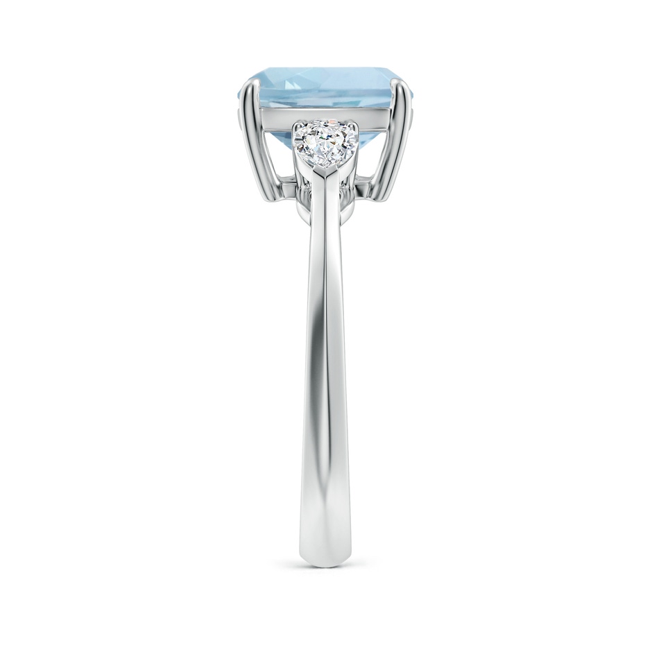 9mm AA Cushion Aquamarine and Pear Diamond Three Stone Engagement Ring in P950 Platinum side 299
