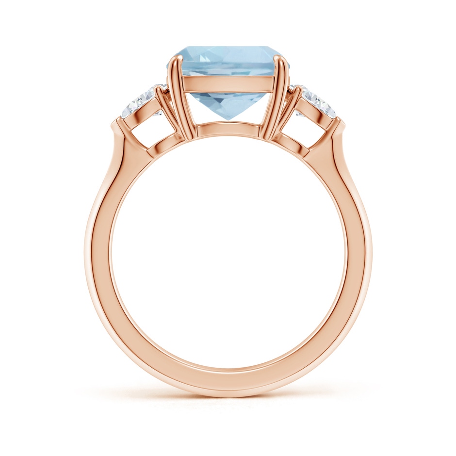 9mm AA Cushion Aquamarine and Pear Diamond Three Stone Engagement Ring in Rose Gold side 199