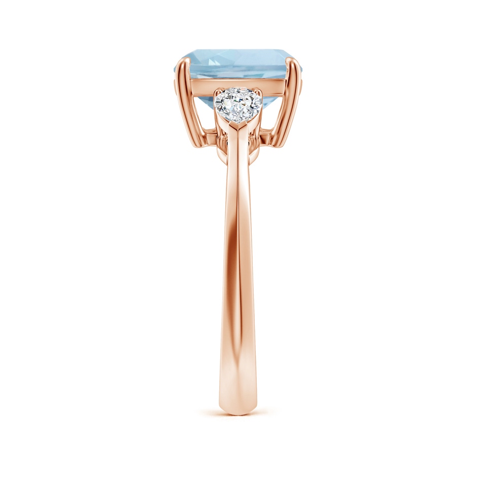 9mm AA Cushion Aquamarine and Pear Diamond Three Stone Engagement Ring in Rose Gold side 299