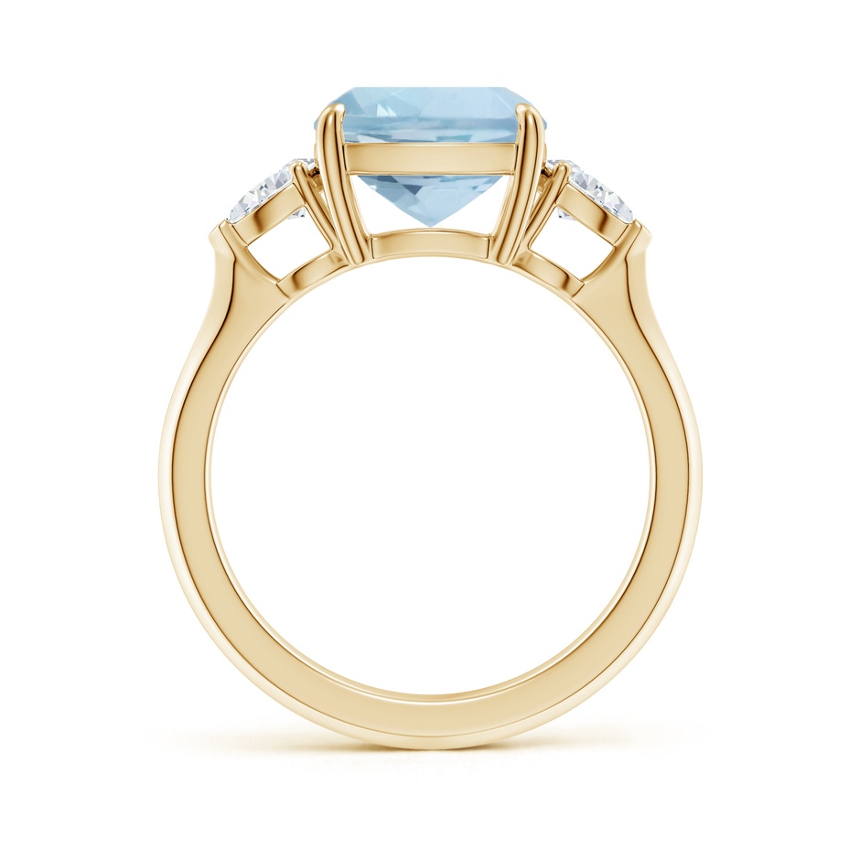 9mm AA Cushion Aquamarine and Pear Diamond Three Stone Engagement Ring in Yellow Gold side 199