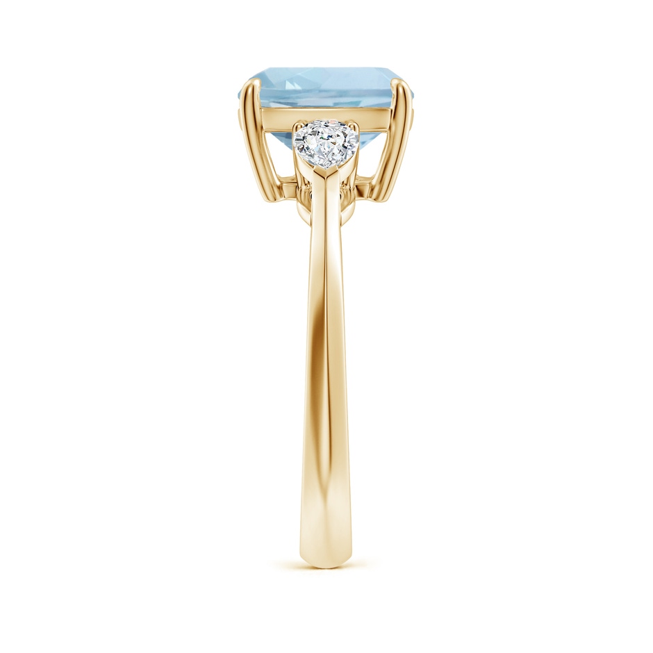 9mm AA Cushion Aquamarine and Pear Diamond Three Stone Engagement Ring in Yellow Gold side 299