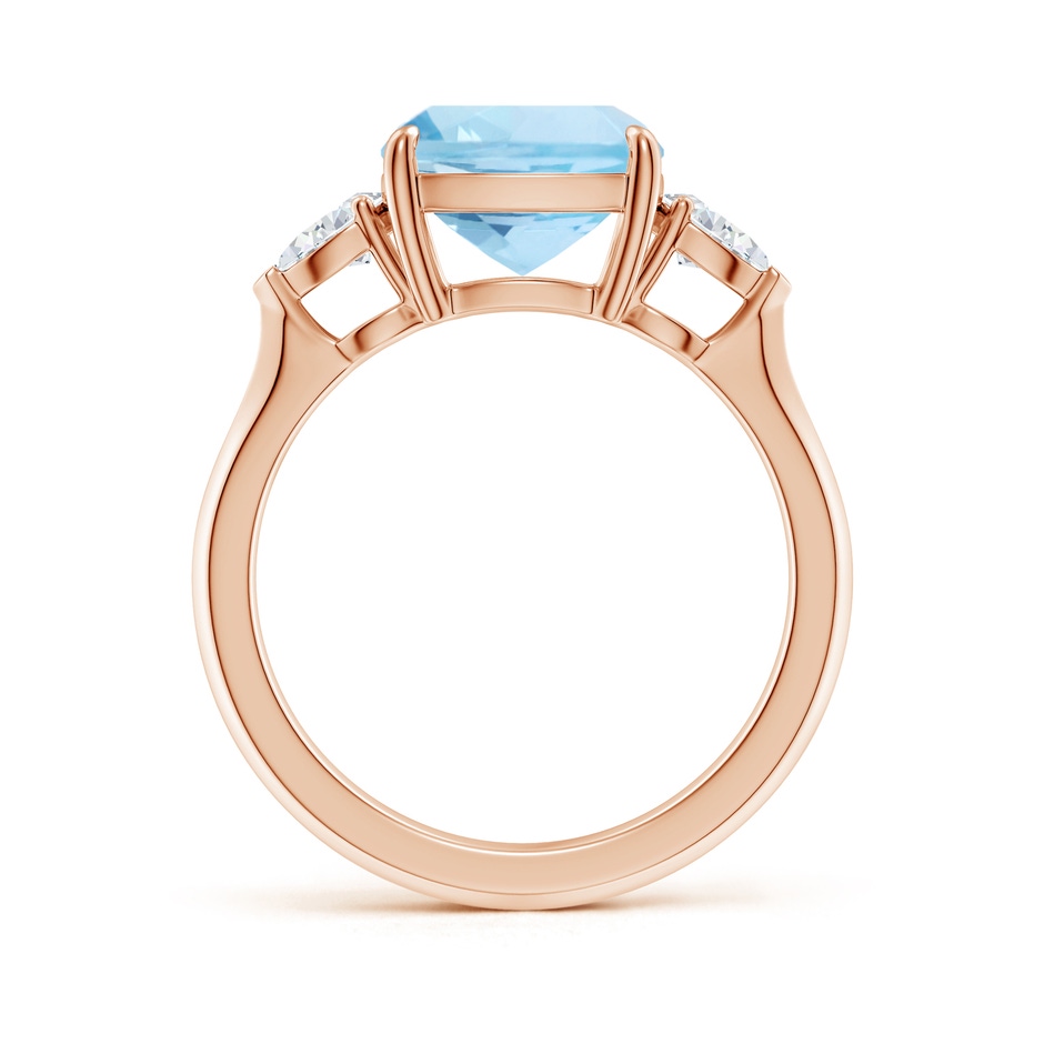 9mm AAA Cushion Aquamarine and Pear Diamond Three Stone Engagement Ring in Rose Gold side 199