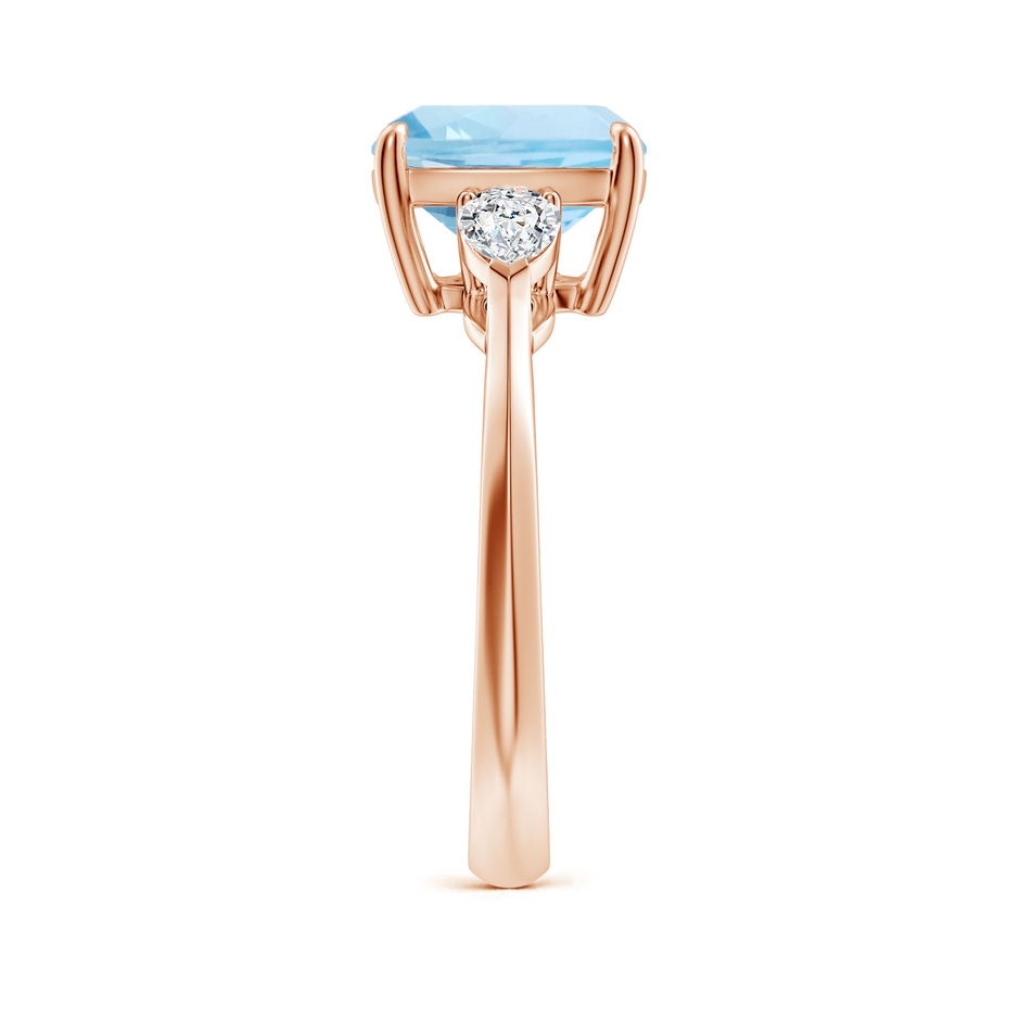 9mm AAA Cushion Aquamarine and Pear Diamond Three Stone Engagement Ring in Rose Gold side 299