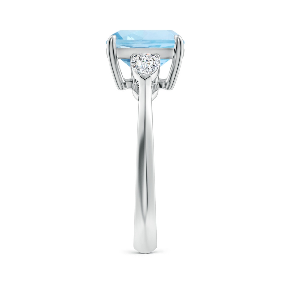 9mm AAA Cushion Aquamarine and Pear Diamond Three Stone Engagement Ring in White Gold side 299