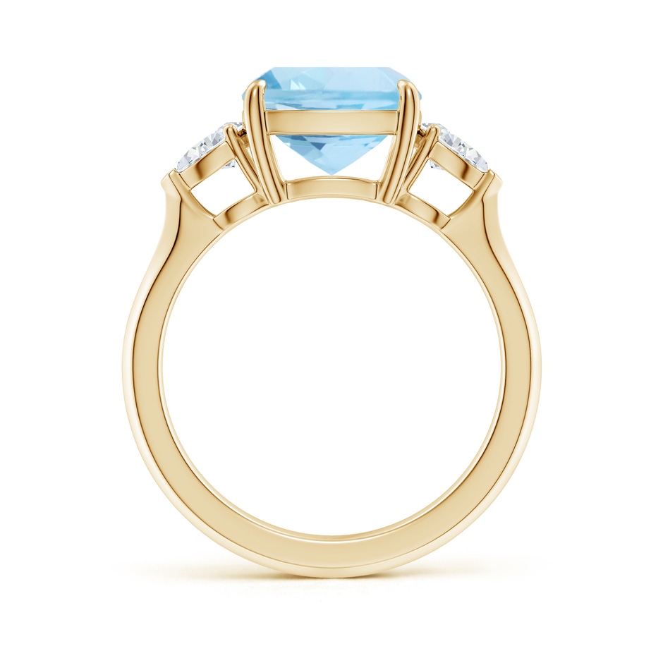 9mm AAA Cushion Aquamarine and Pear Diamond Three Stone Engagement Ring in Yellow Gold side 199