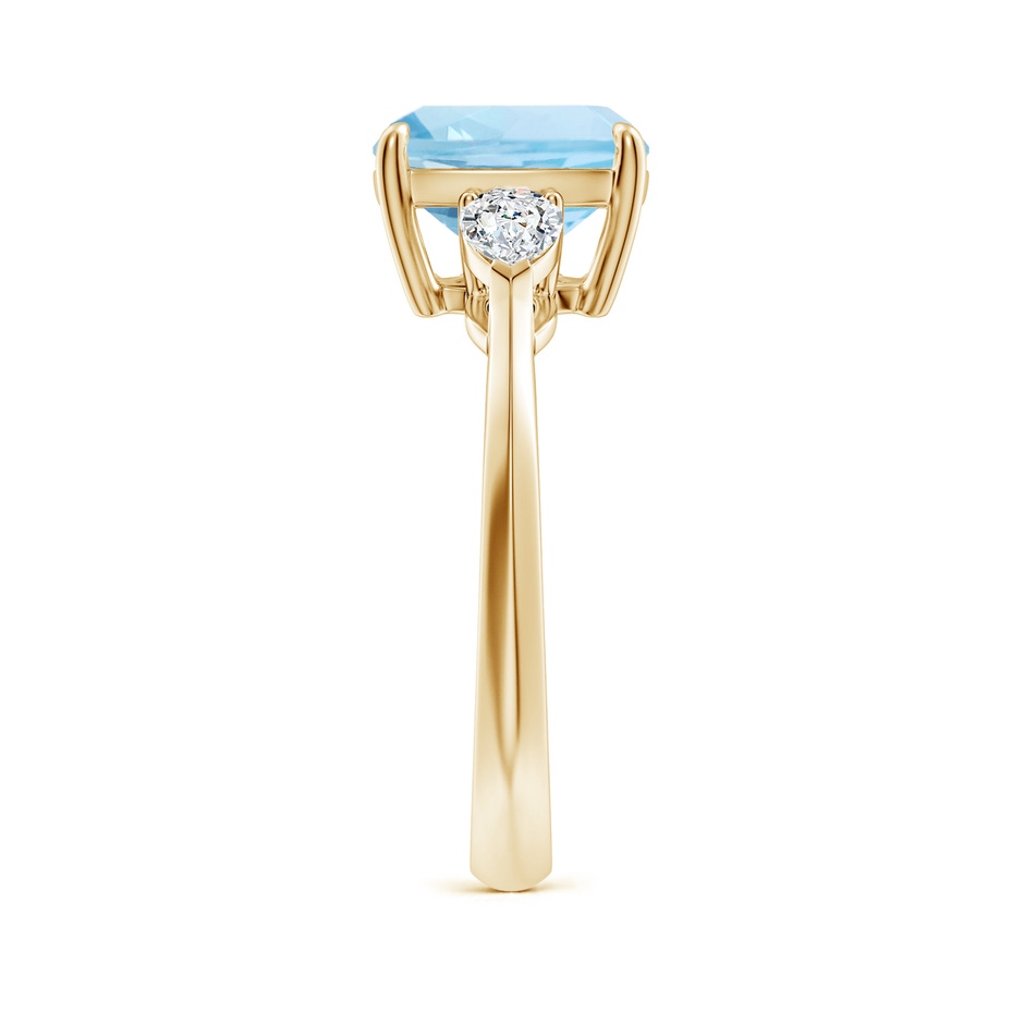9mm AAA Cushion Aquamarine and Pear Diamond Three Stone Engagement Ring in Yellow Gold side 299