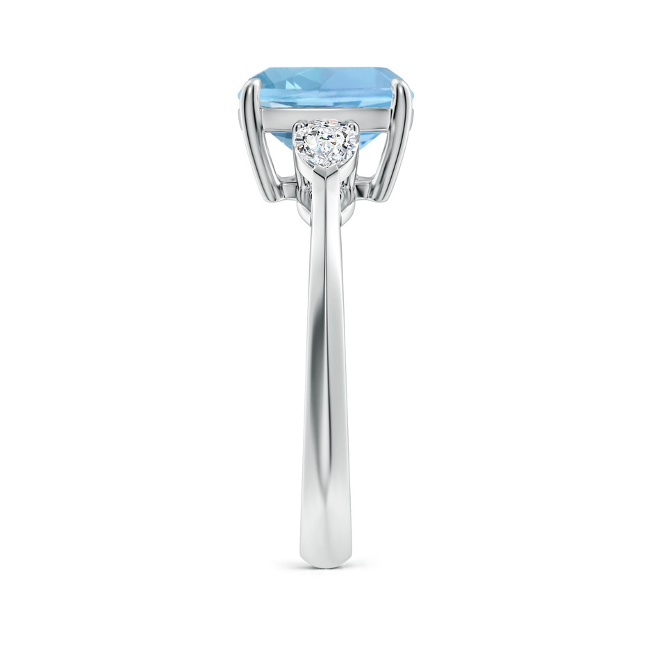 9mm AAAA Cushion Aquamarine and Pear Diamond Three Stone Engagement Ring in P950 Platinum side 299