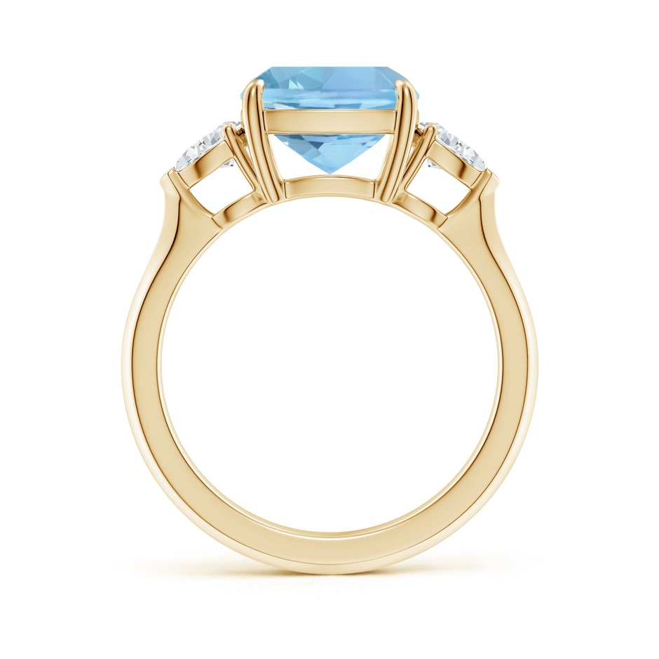 9mm AAAA Cushion Aquamarine and Pear Diamond Three Stone Engagement Ring in Yellow Gold side 199