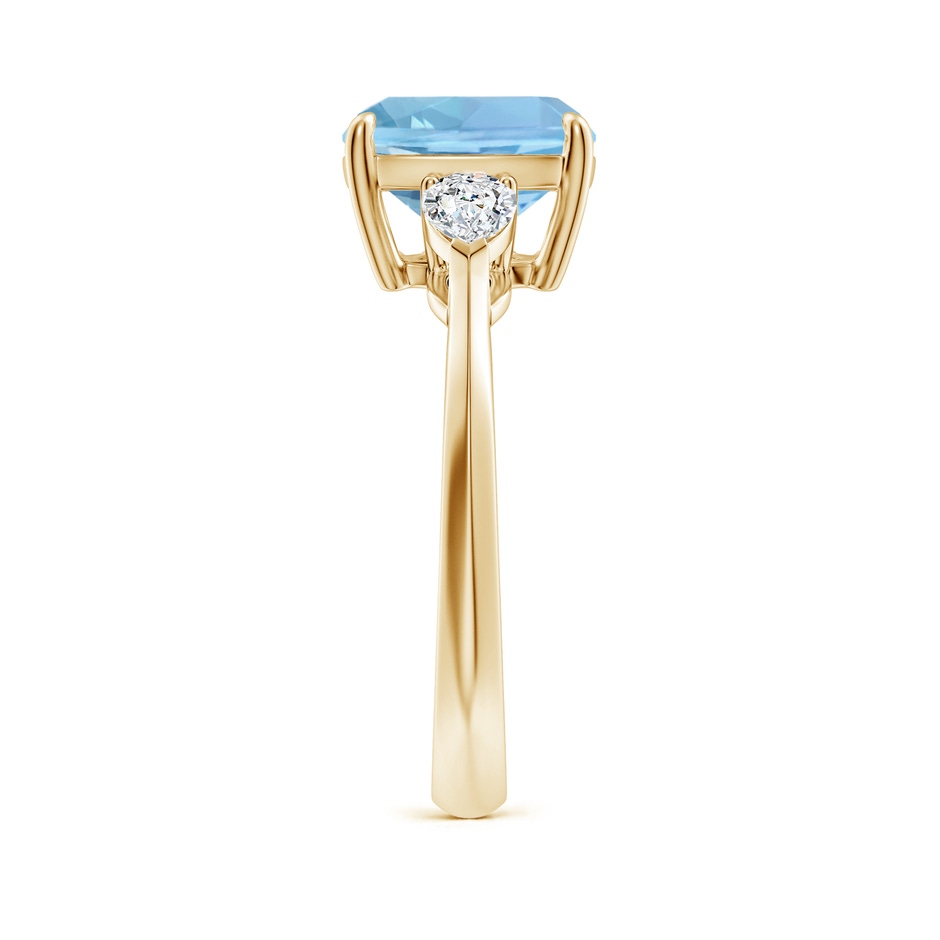 9mm AAAA Cushion Aquamarine and Pear Diamond Three Stone Engagement Ring in Yellow Gold side 299