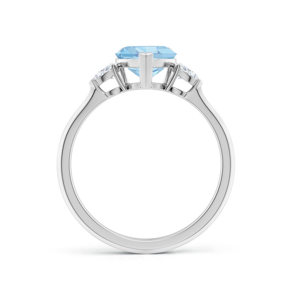 7mm AAAA Heart-Shaped Aquamarine and Pear Diamond Three Stone Engagement Ring in S999 Silver Side 199