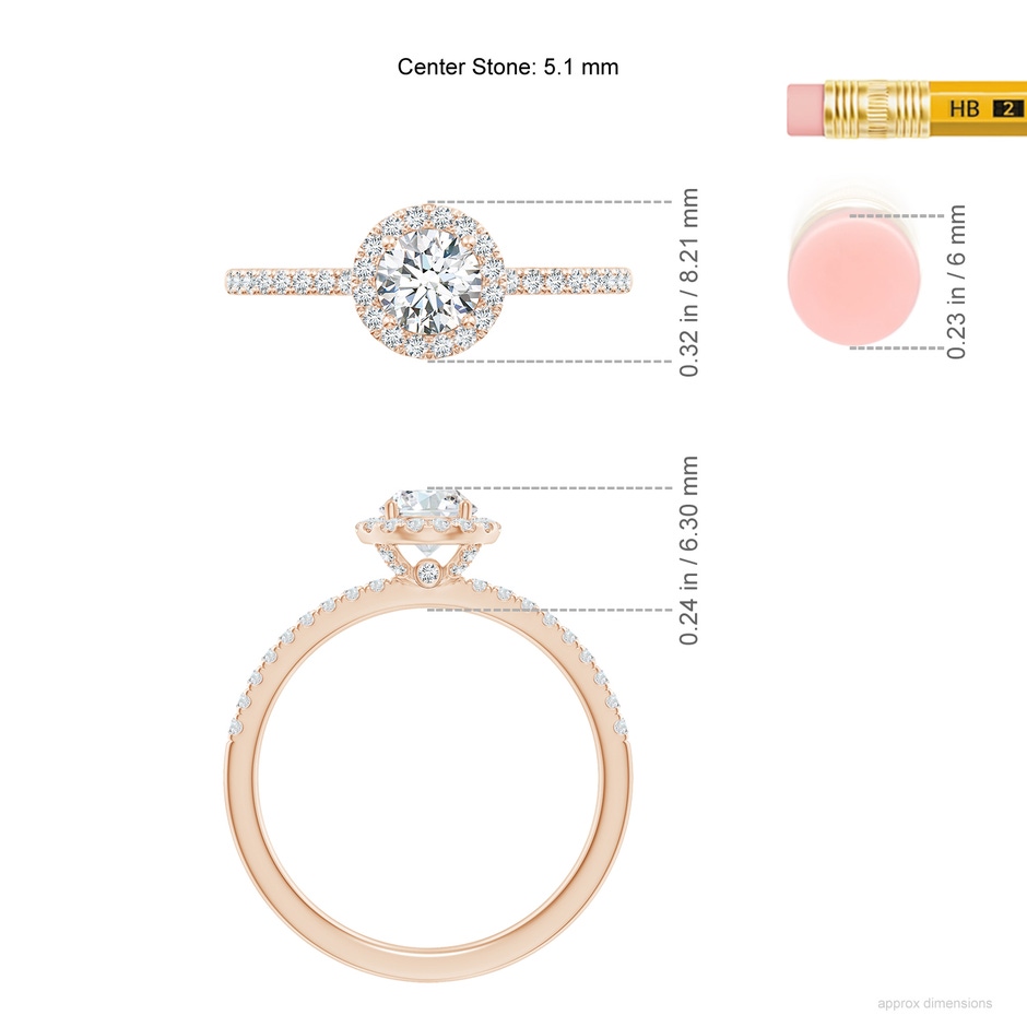 5.1mm GVS2 SR4516D-RG-GVS2-5.1 in Rose Gold ruler