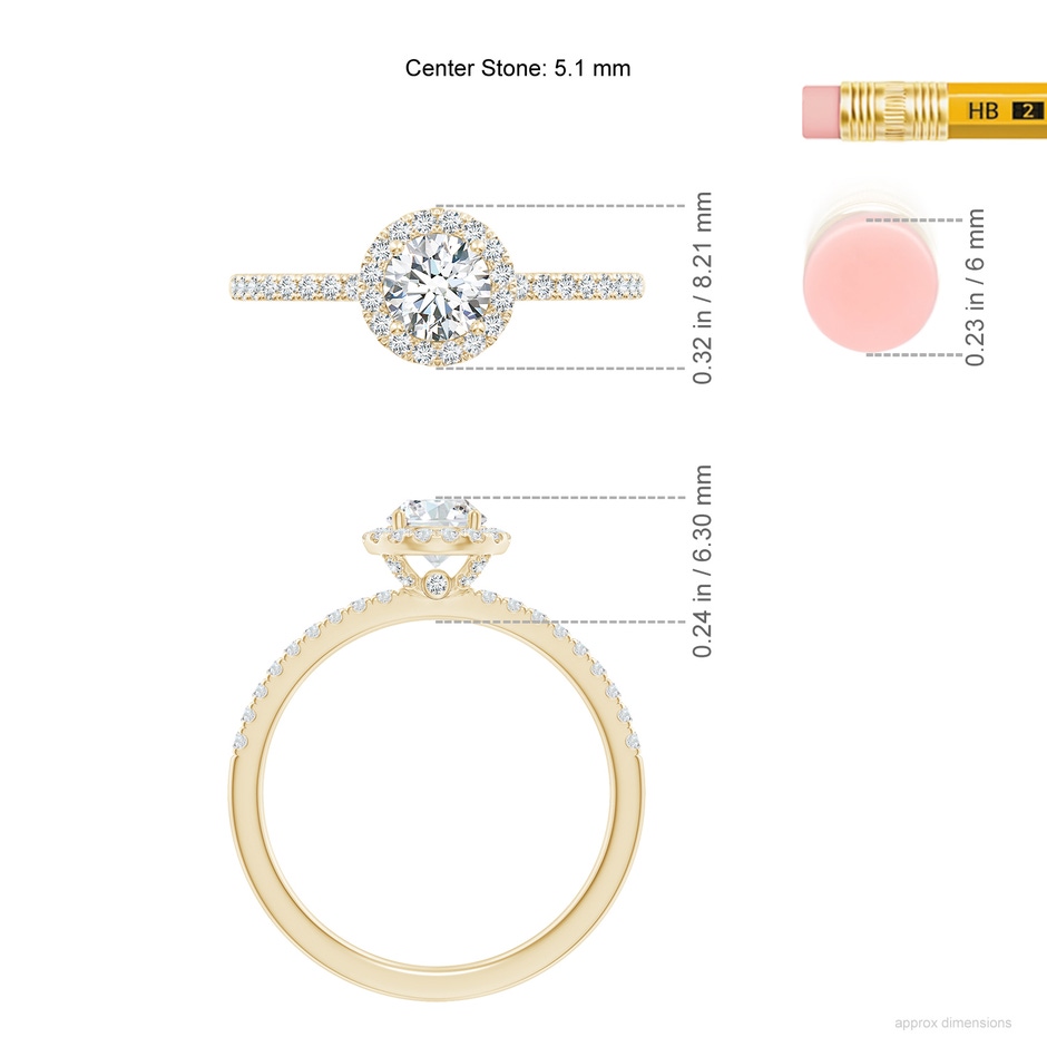 5.1mm GVS2 SR4516D-YG-GVS2-5.1 in Yellow Gold ruler